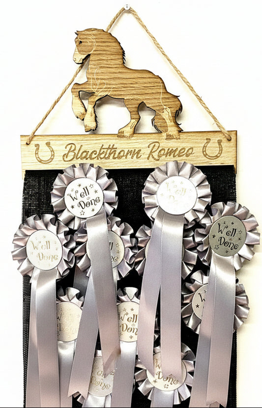 Gypsy Cob Rosette Holder – Personalised Hanging Medal & Rosette Display