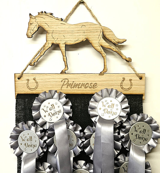 Thoroughbred Rosette Holder – Personalised Hanging Medal & Rosette Display