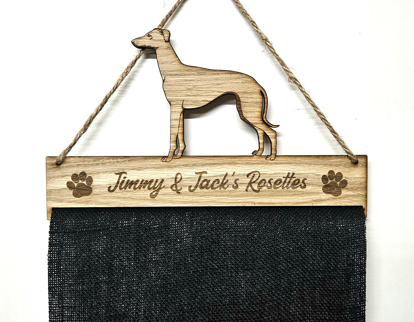 Greyhound Rosette Holder – Personalised Dog & Puppy Medal Display