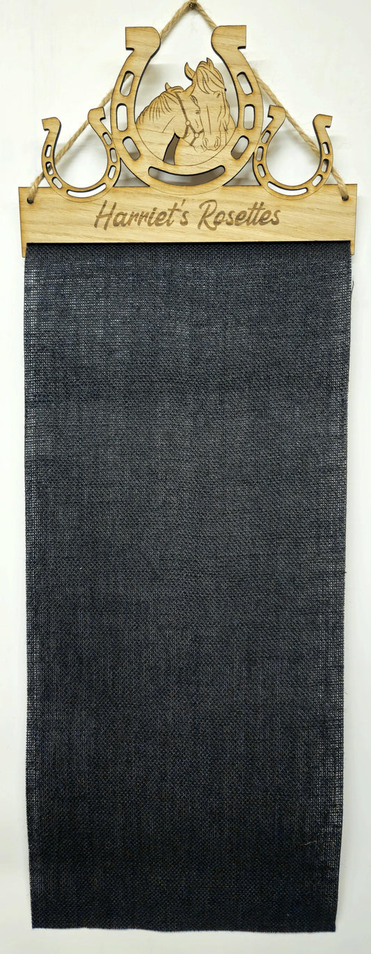 Horse & Pony in Shoe Rosette Holder – Personalised Hanging Medal & Rosette Display