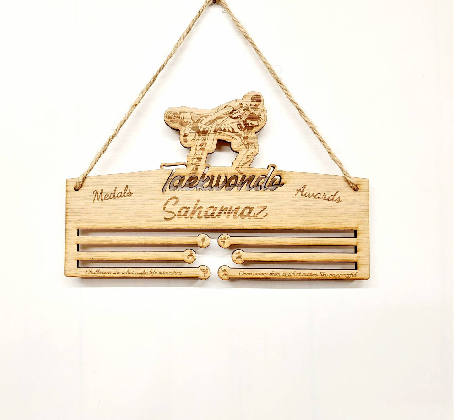Taekwondo Oak Veneer Medal Holder