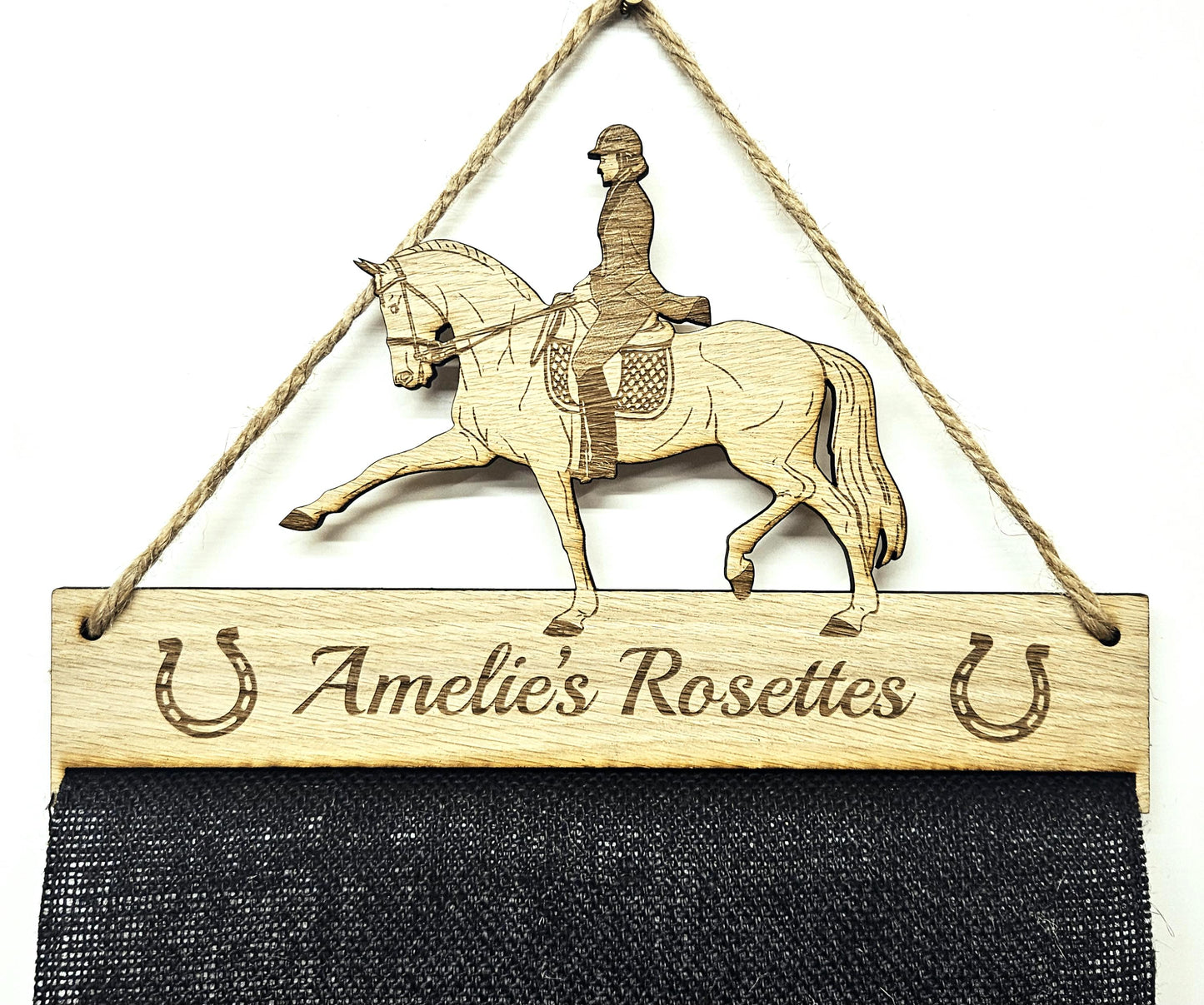 Dressage Horse Rosette Holder – Personalised Hanging Medal & Rosette Display