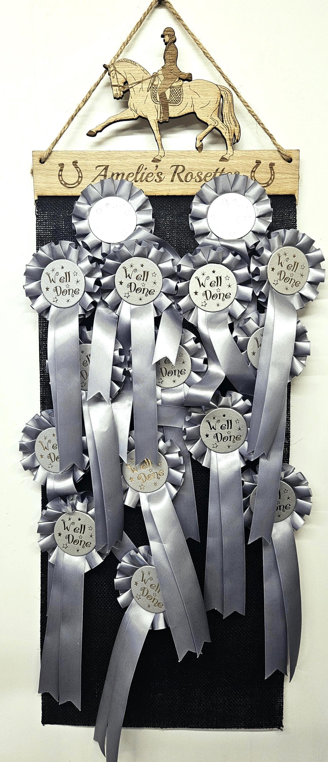 Dressage Horse Rosette Holder – Personalised Hanging Medal & Rosette Display