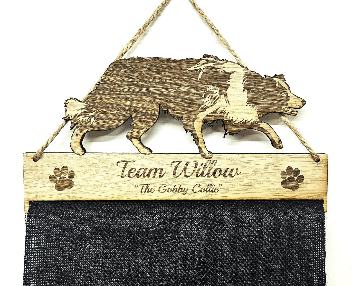 Border Collie Rosette Holder – Personalised Dog & Puppy Medal Display
