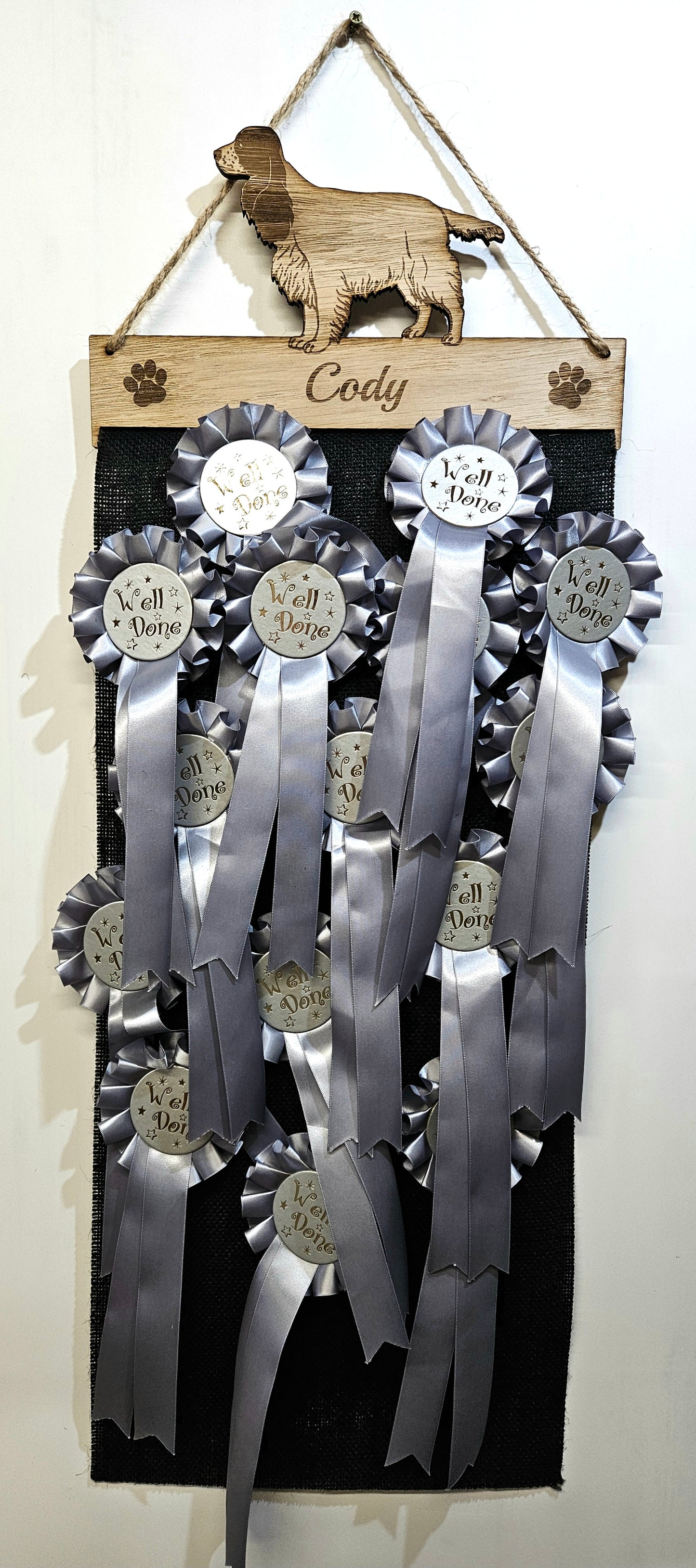 Rosette Holder Cocker Spaniel: Personalised 6mm Oak Veneer Dog Gift