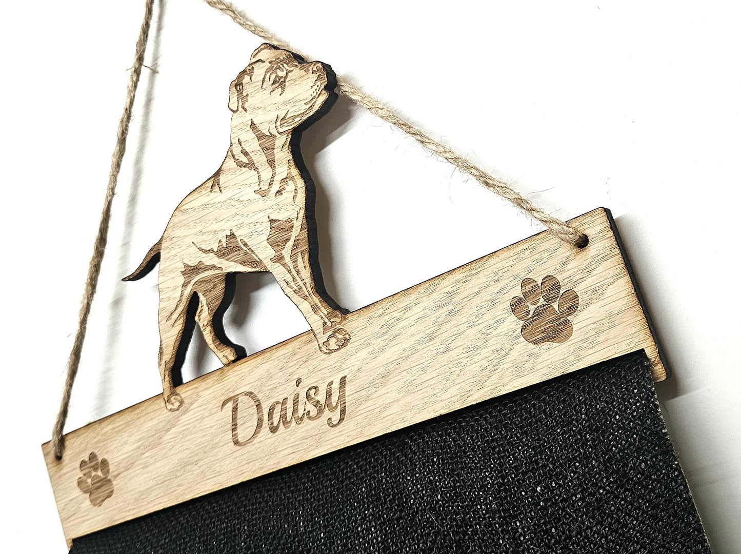 Rosette Holder Staffordshire Bull Terrier: Personalised 6mm Oak Veneer Dog Gift