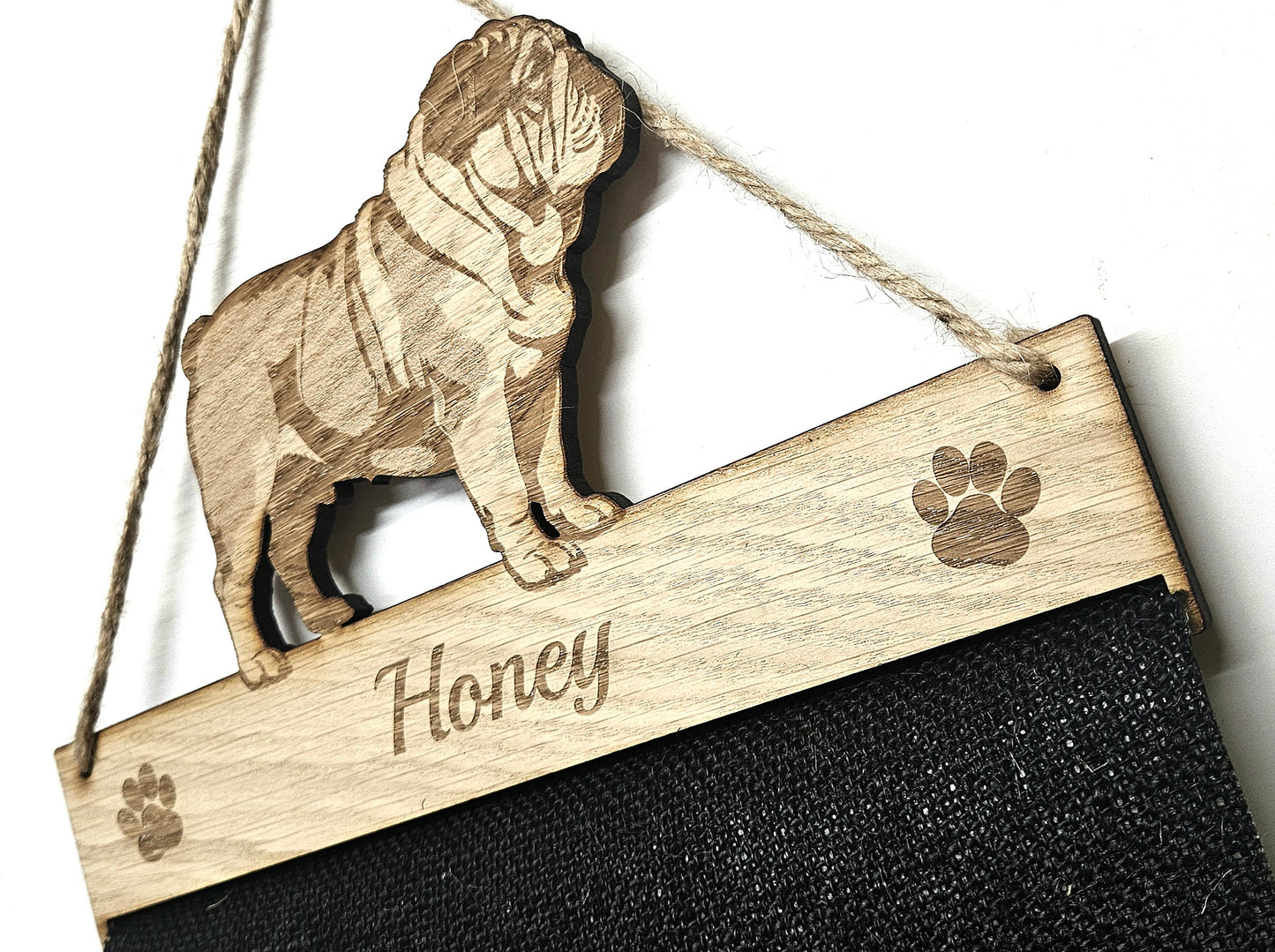 English Bulldog Rosette Holder – Personalised Hanging Medal & Rosette Display