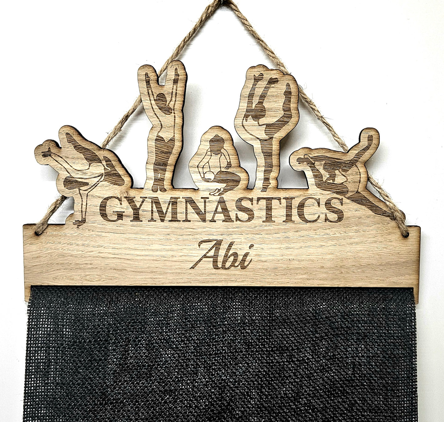 Rosette Holder Gymnastics: Personalised 6mm Oak Veneer MDF Athletics Rosettes Hanging Gift