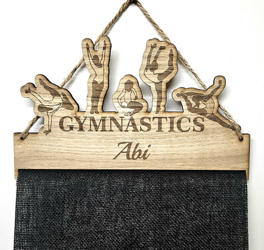 Gymnastics Rosette Holder – Personalised Hanging Medal & Rosette Display