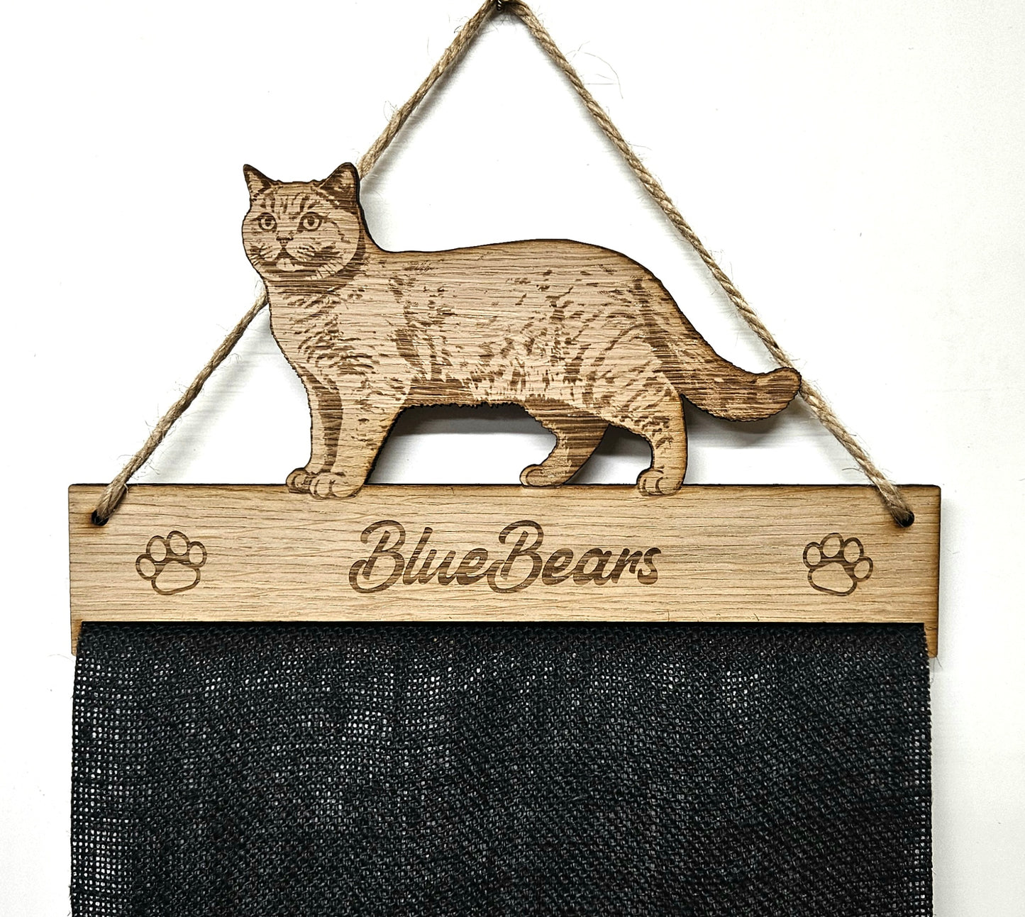 Rosette Holder British Shorthaired Cat - Personalised 6mm Oak Veneer Cat Rosette Hanging Gift