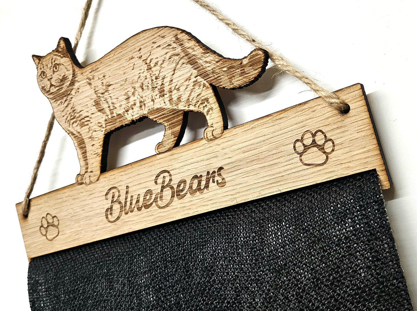 Rosette Holder British Shorthaired Cat - Personalised 6mm Oak Veneer Cat Rosette Hanging Gift