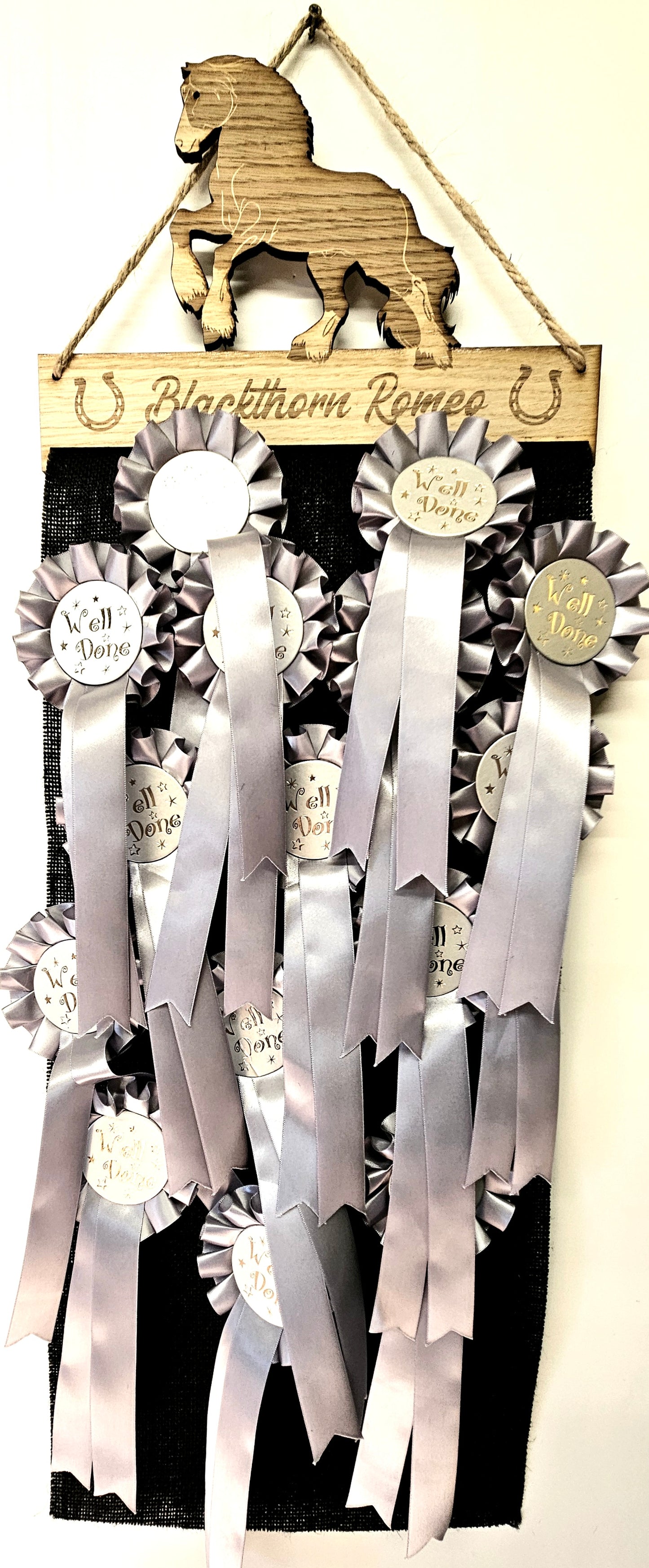 Gypsy Cob Rosette Holder – Personalised Hanging Medal & Rosette Display