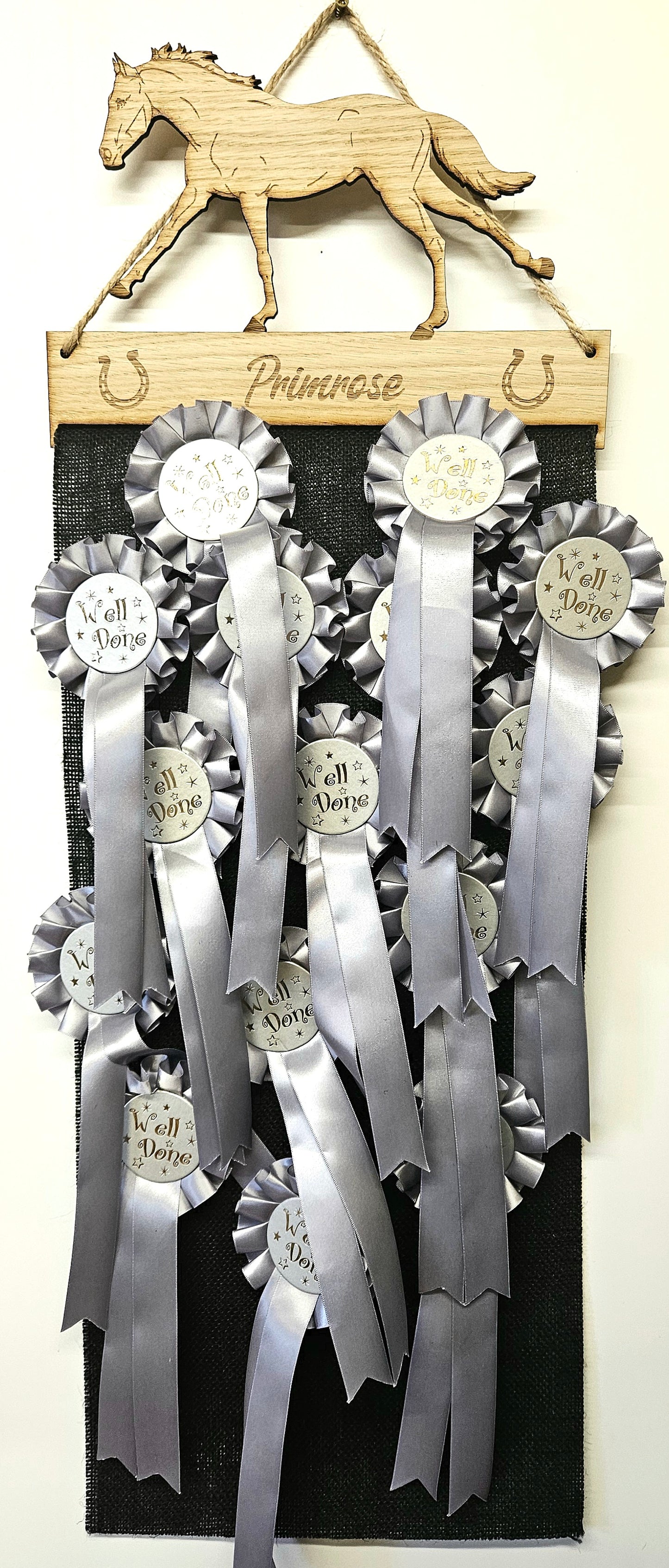 Thoroughbred Rosette Holder – Personalised Hanging Medal & Rosette Display