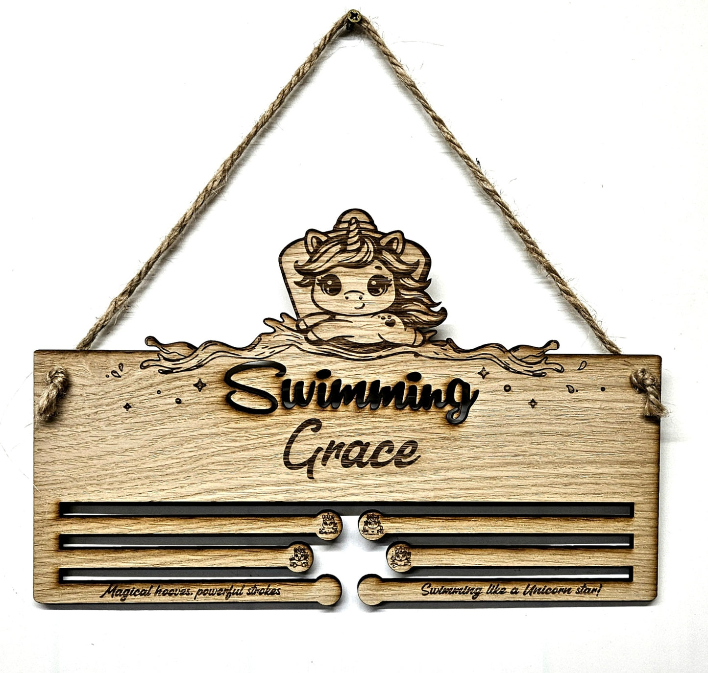 Unicorn Swimming Medal Holder – Personalised Toddler Medal Display