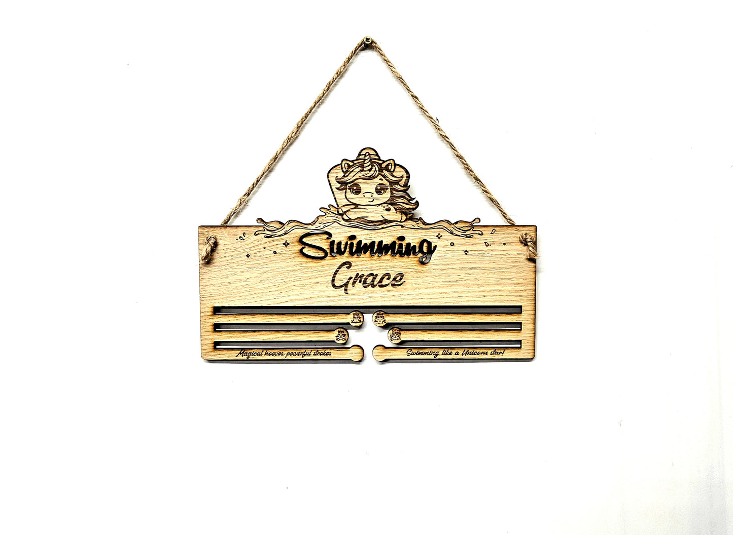 Unicorn Swimming Medal Holder – Personalised Toddler Medal Display