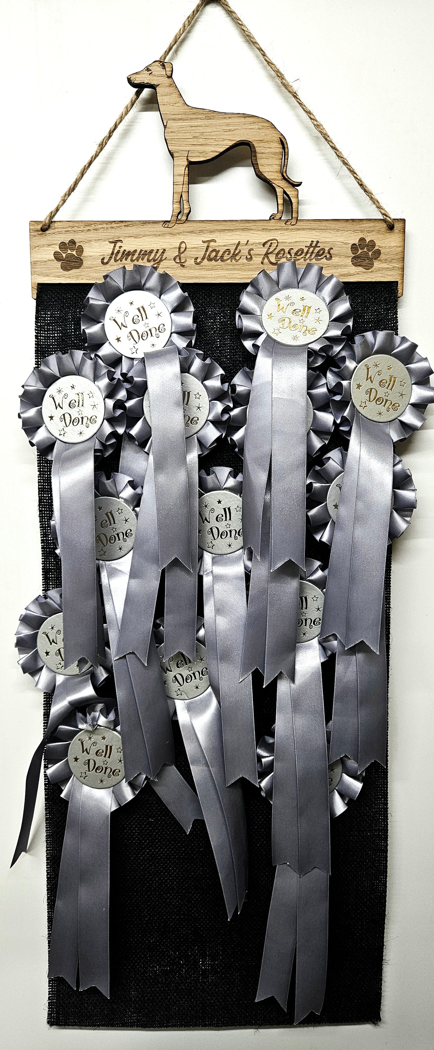 Greyhound Rosette Holder – Personalised Dog & Puppy Medal Display