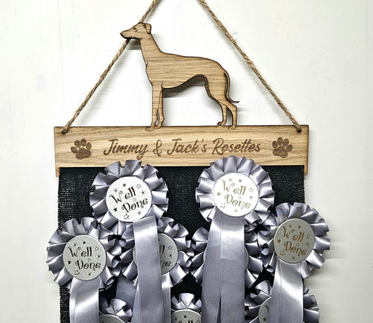 Greyhound Rosette Holder – Personalised Dog & Puppy Medal Display