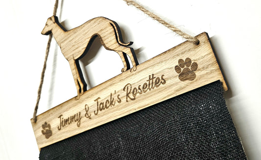 Greyhound Rosette Holder – Personalised Hanging Medal & Rosette Display