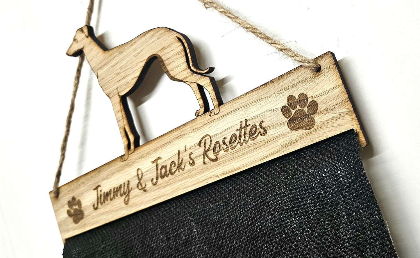 Greyhound Rosette Holder – Personalised Dog & Puppy Medal Display