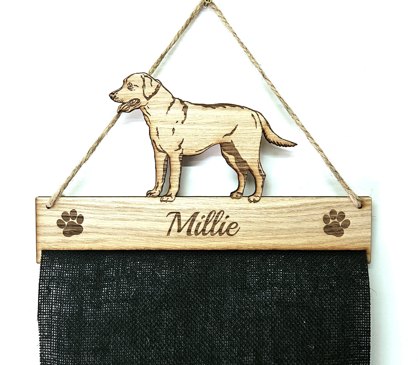 Labrador Rosette Holder – Personalised Dog & Puppy Medal Display Gift (6mm Oak Veneer MDF