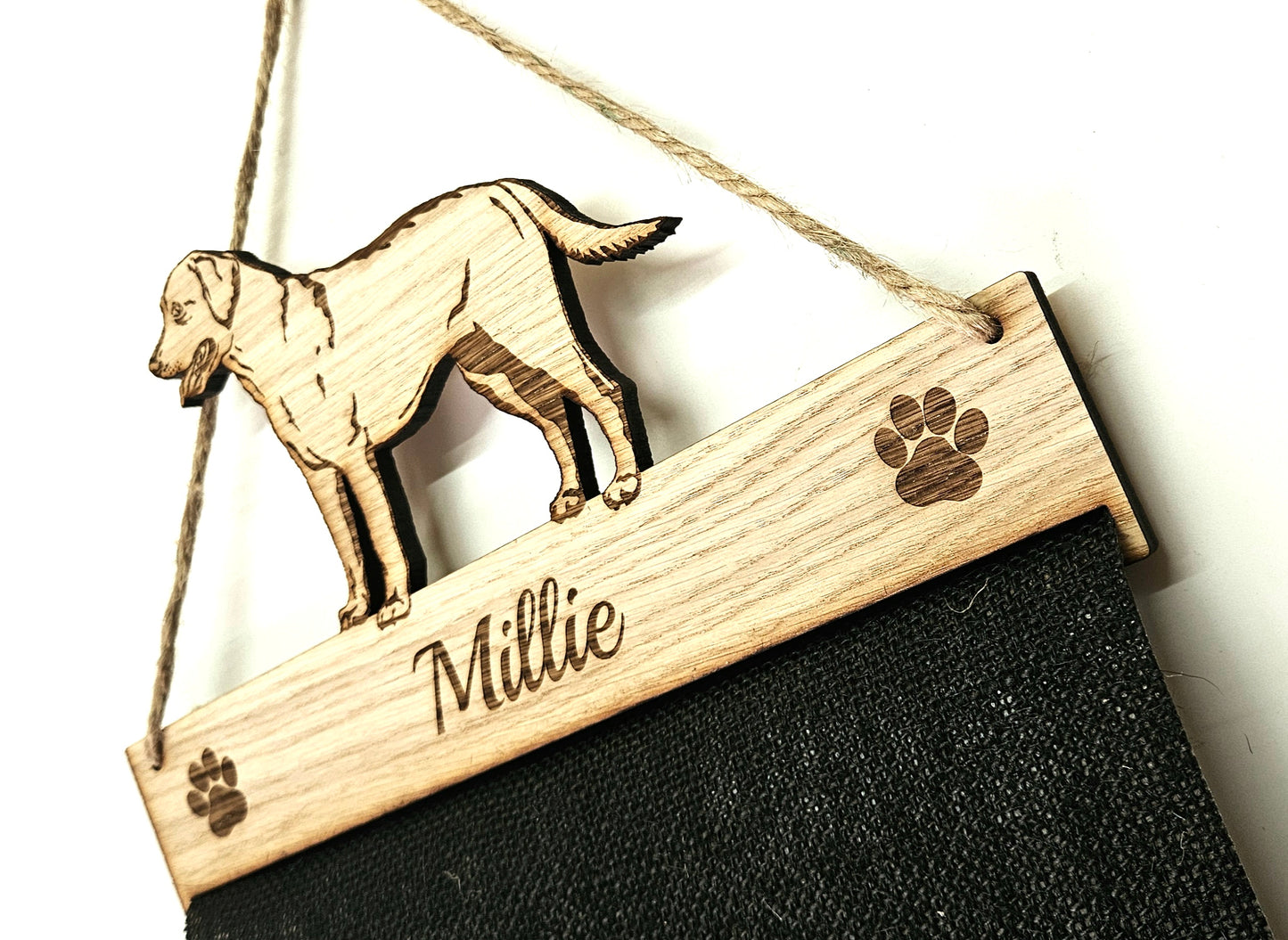 Labrador Rosette Holder – Personalised Dog & Puppy Medal Display Gift (6mm Oak Veneer MDF