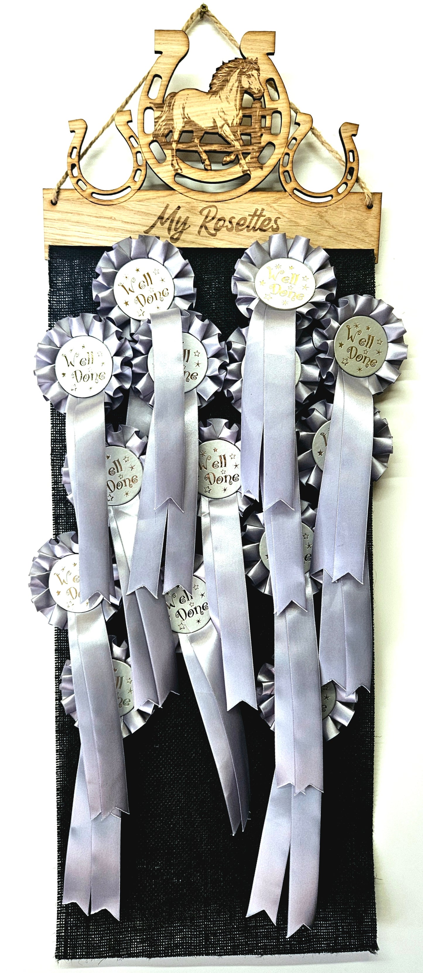 Welsh Pony in Shoe Rosette Holder – Personalised Hanging Medal & Rosette Display