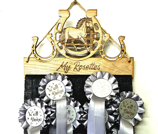 Welsh Pony in Shoe Rosette Holder – Personalised Hanging Medal & Rosette Display