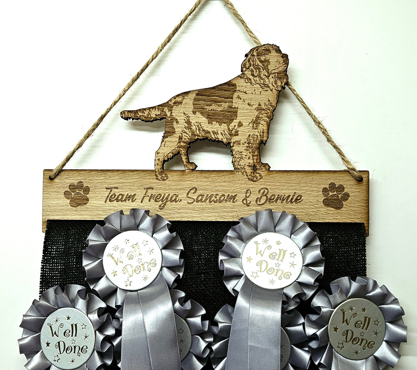 Springer Spaniel Rosette Holder – Personalised Hanging Medal & Rosette Display