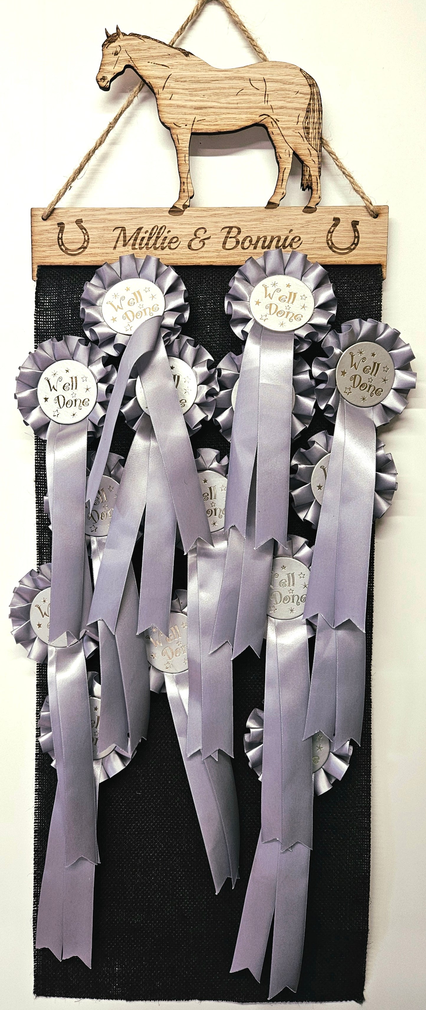 Irish Sports Horse Rosette Holder – Personalised Hanging Medal & Rosette Display