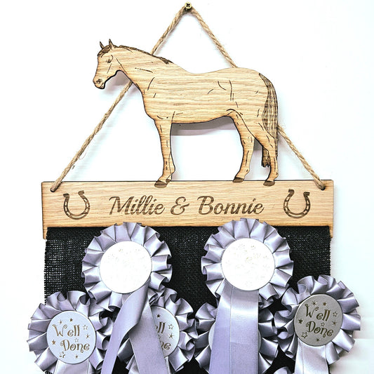Irish Sports Horse Rosette Holder – Personalised Hanging Medal & Rosette Display