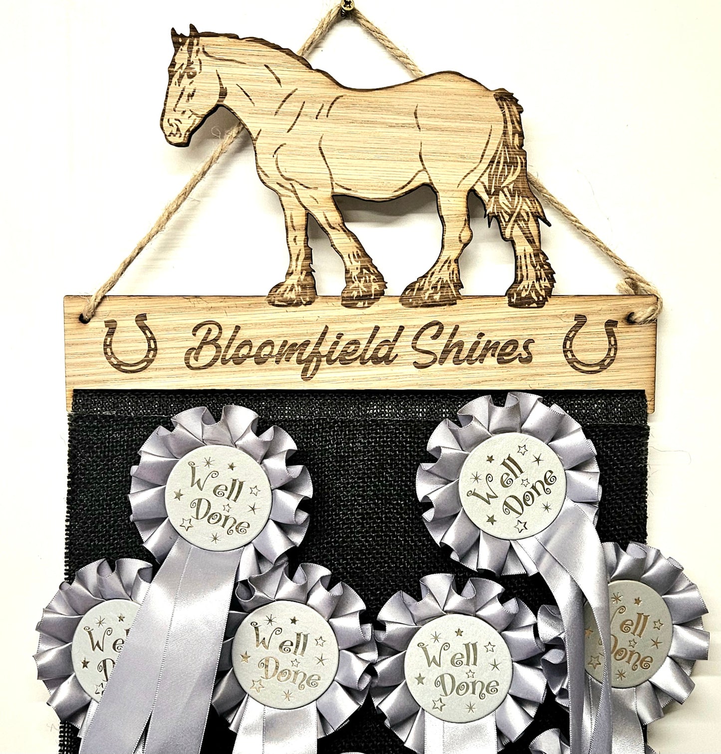 Shire Horse Rosette Holder – Personalised Horse & Pony Medal Display