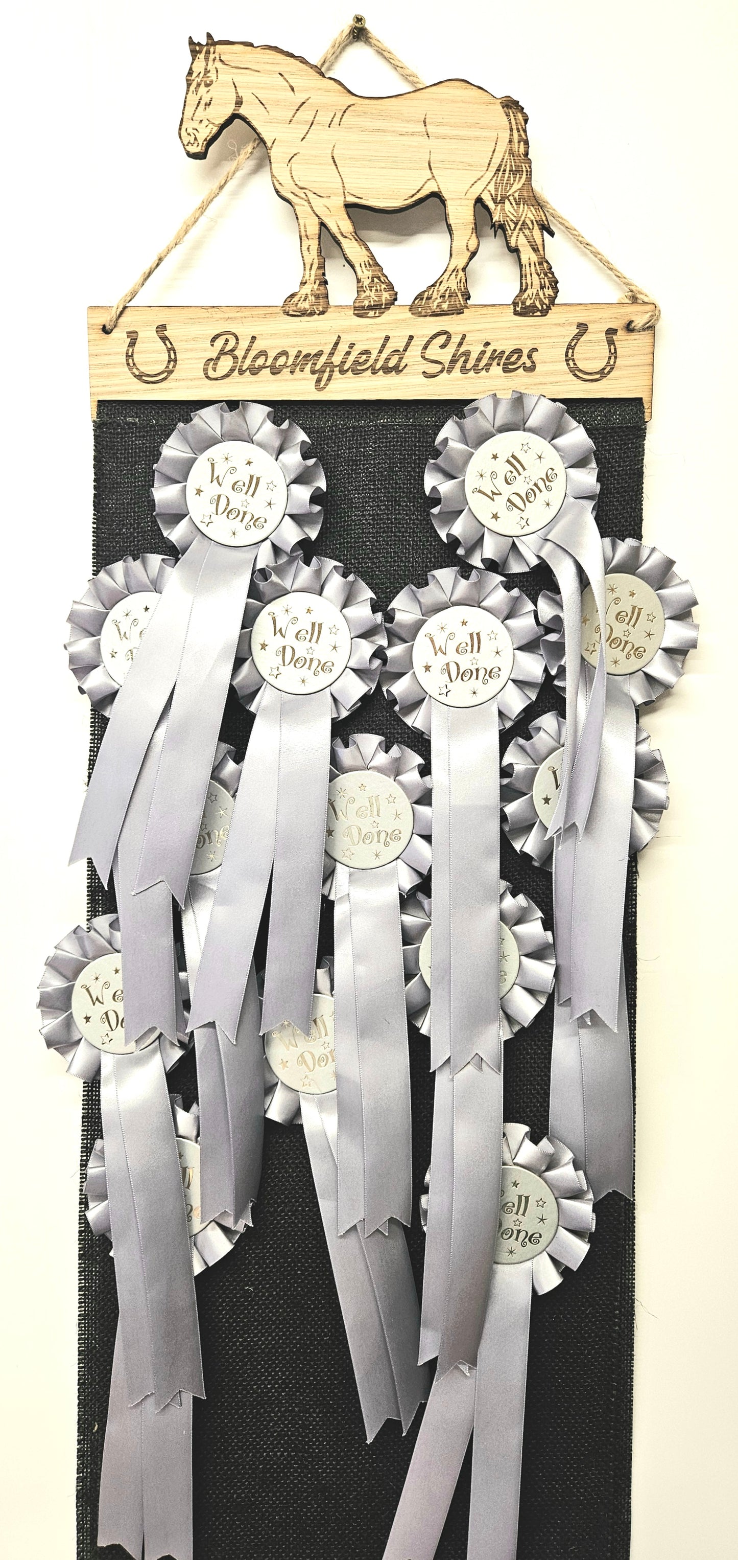 Shire Horse Rosette Holder – Personalised Horse & Pony Medal Display