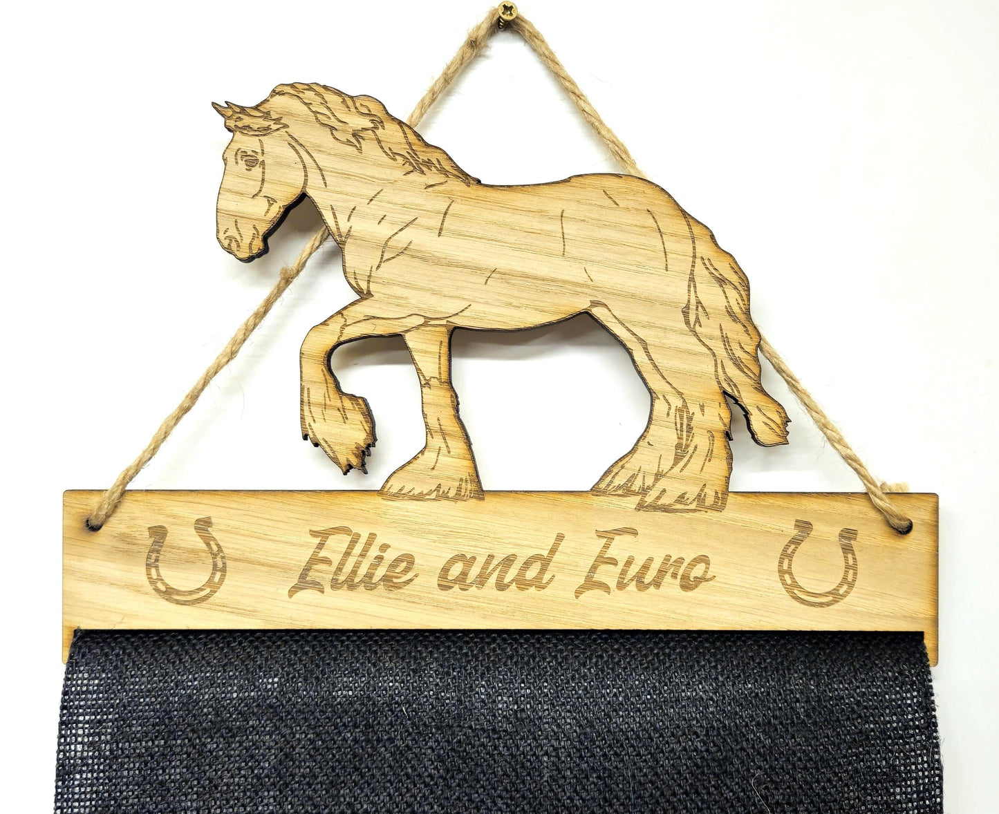 Horse Rosette Holder – Clydesdale Personalised Hanging Medal & Rosette Display