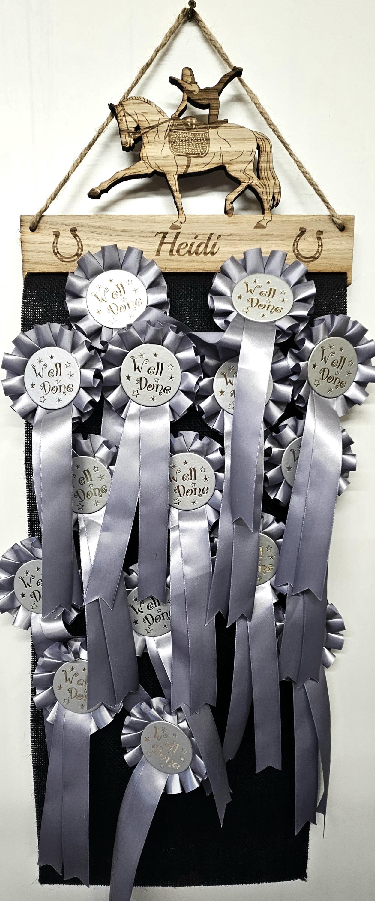 Rosette Holder Equestrian - Personalised 6mm Oak Veneer Horse Pony Hanging Gift