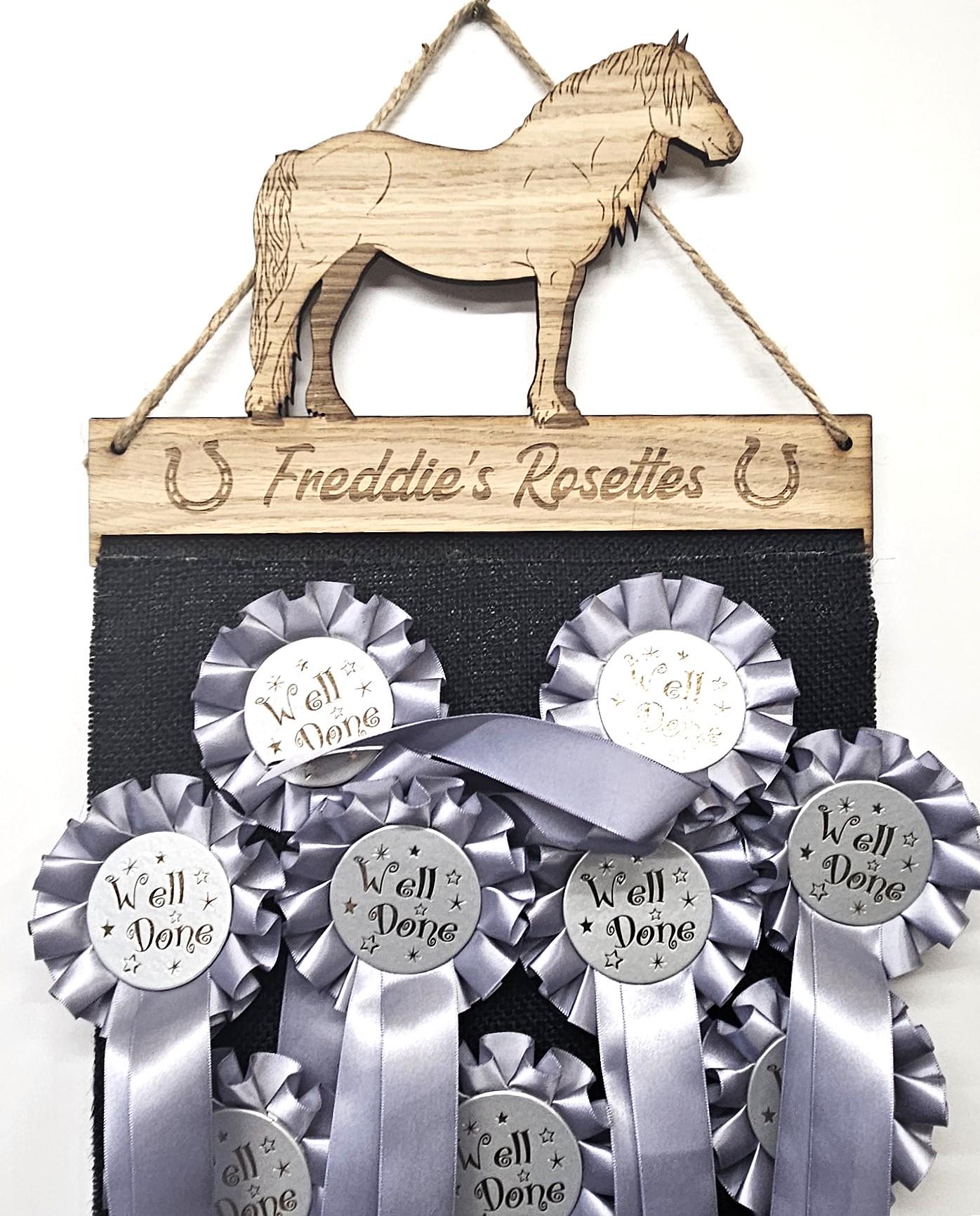 Rosette Holder Fell Pony - Personalised 6mm Oak Veneer MDF Horse Pony Hanging Gift