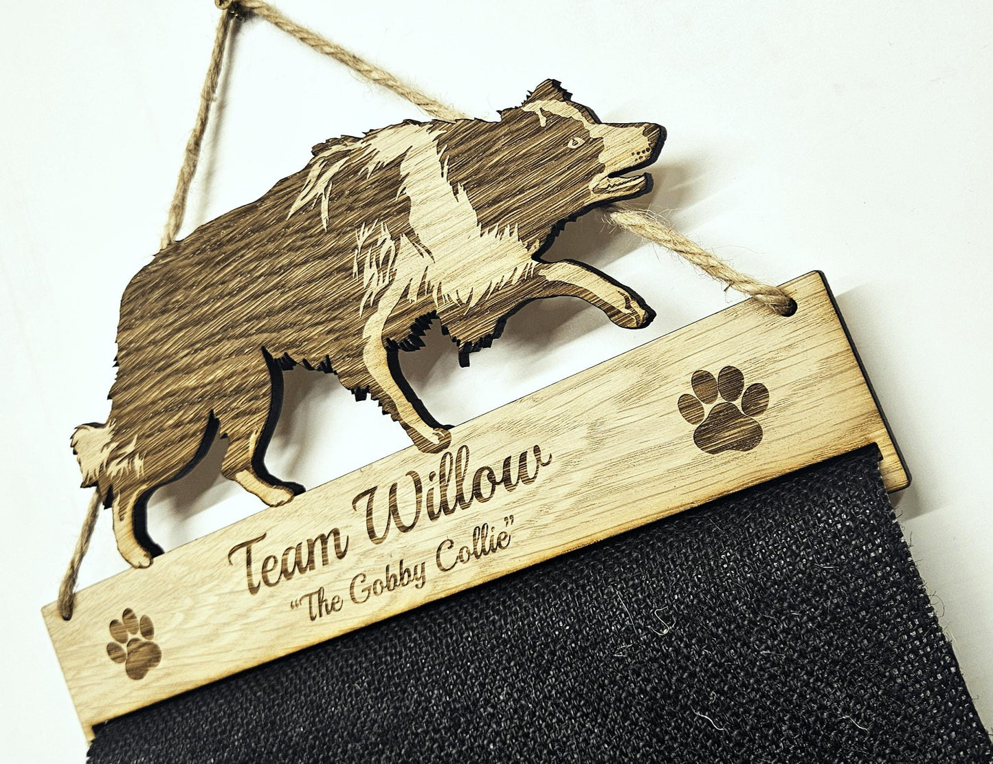 Border Collie Rosette Holder – Personalised Dog & Puppy Medal Display