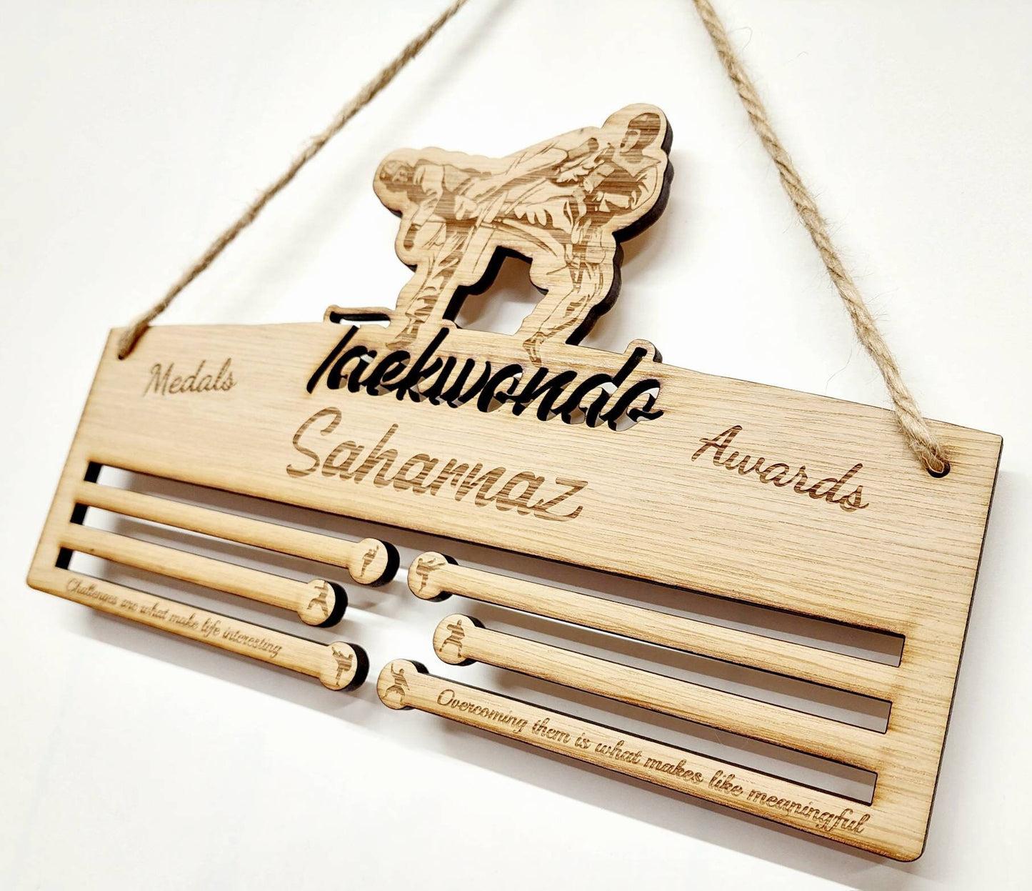 Taekwondo Oak Veneer Medal Holder