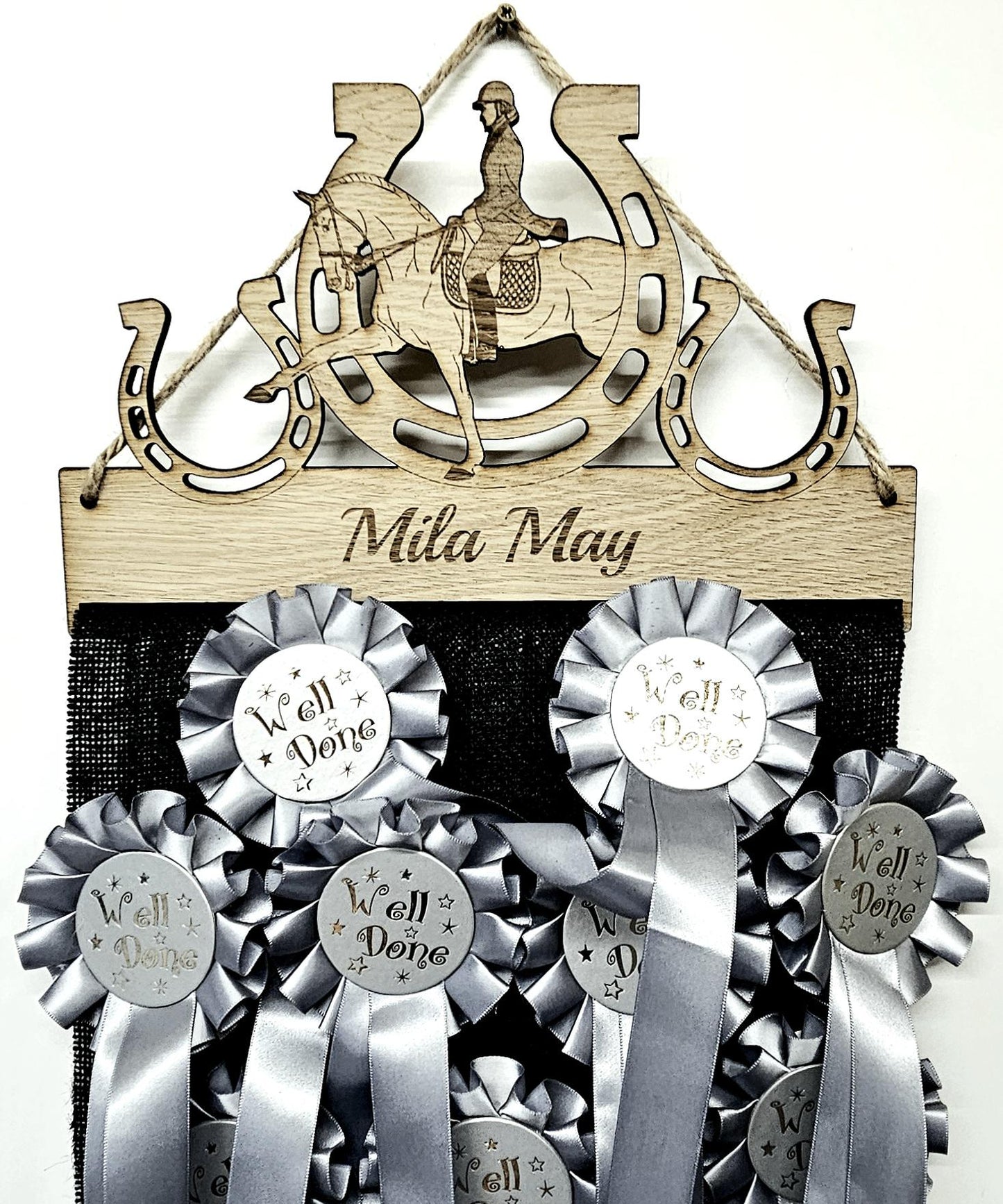 Dressage Shoe Rosette Holder – Personalised Horse & Pony Medal Display