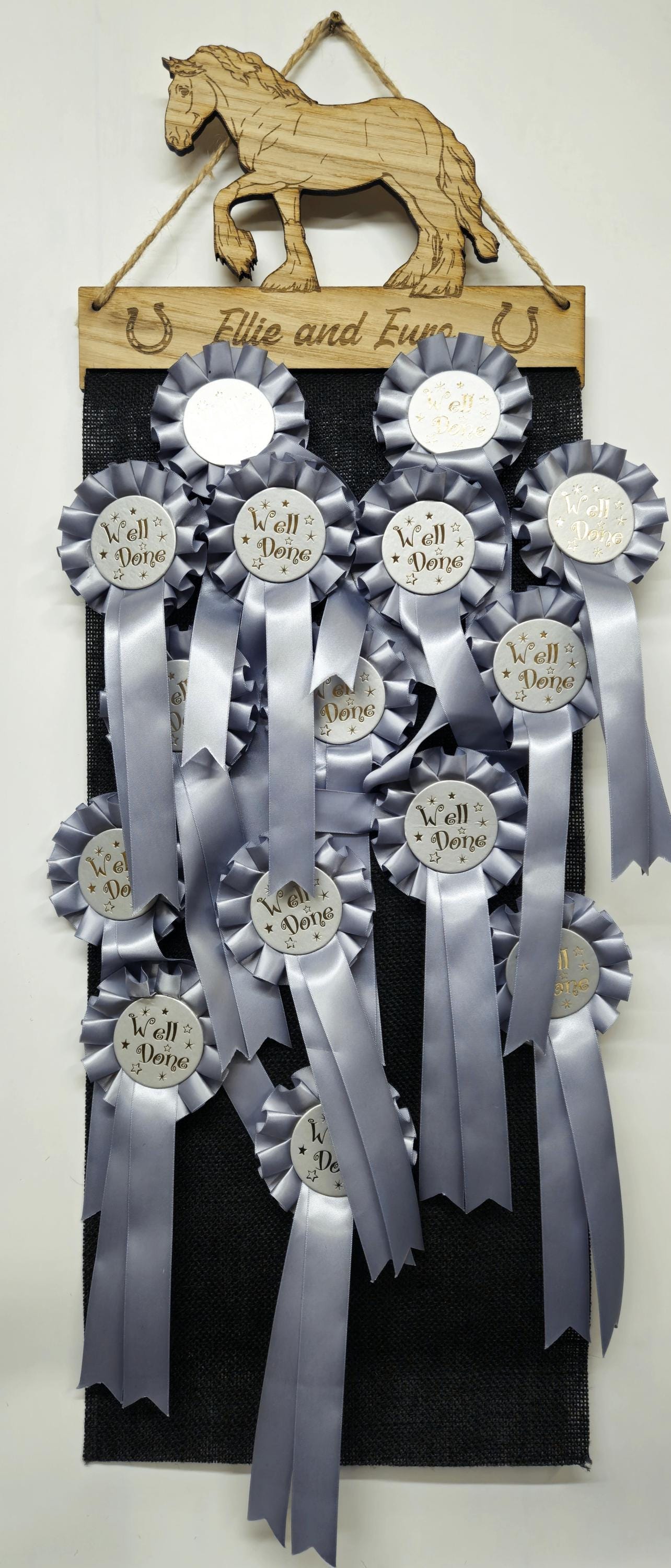 Horse Rosette Holder – Clydesdale Personalised Hanging Medal & Rosette Display