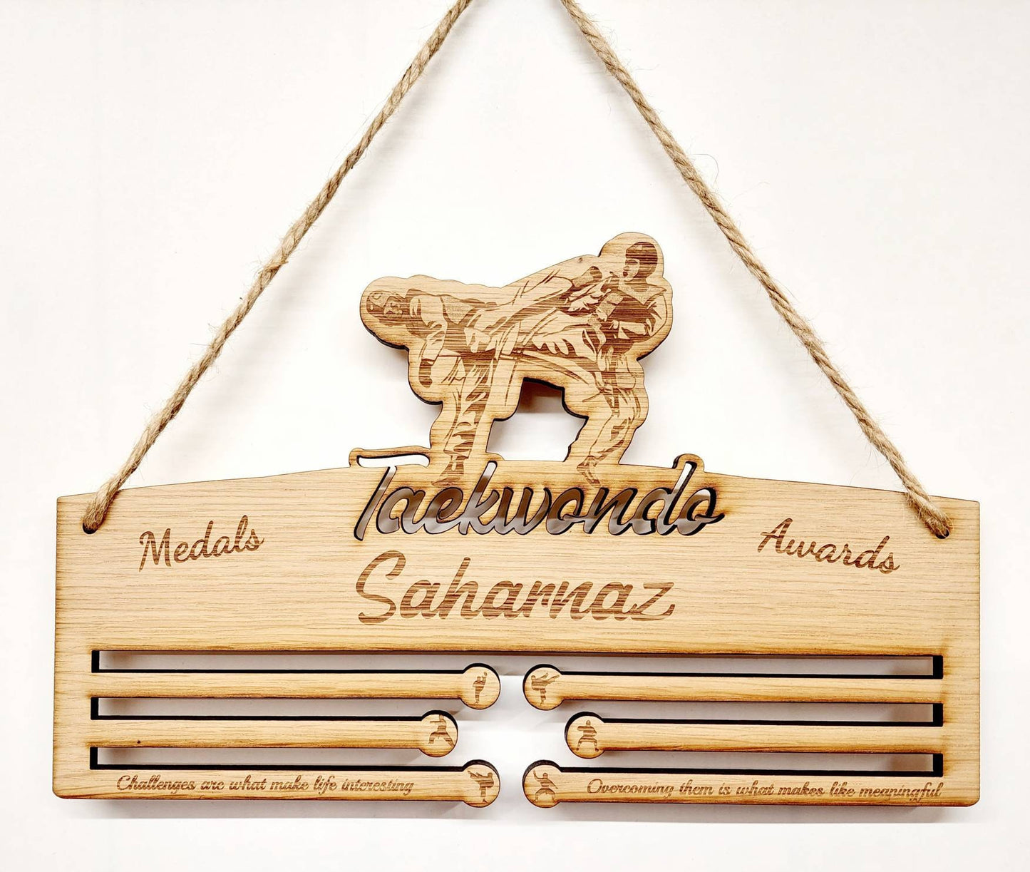 Taekwondo Oak Veneer Medal Holder