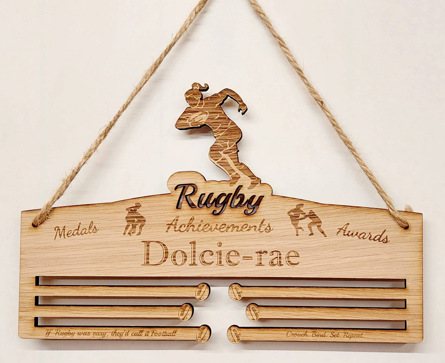 Women’s Rugby Medal Holder – Personalised Medal Display for Girls & Ladies