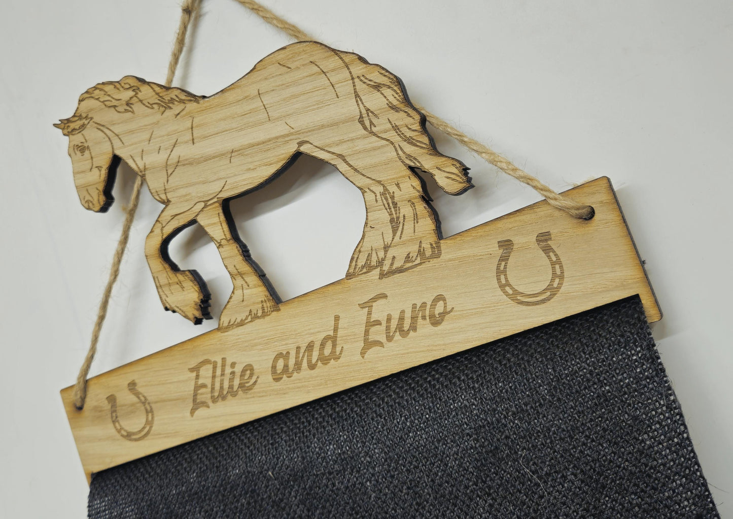 Horse Rosette Holder – Clydesdale Personalised Hanging Medal & Rosette Display