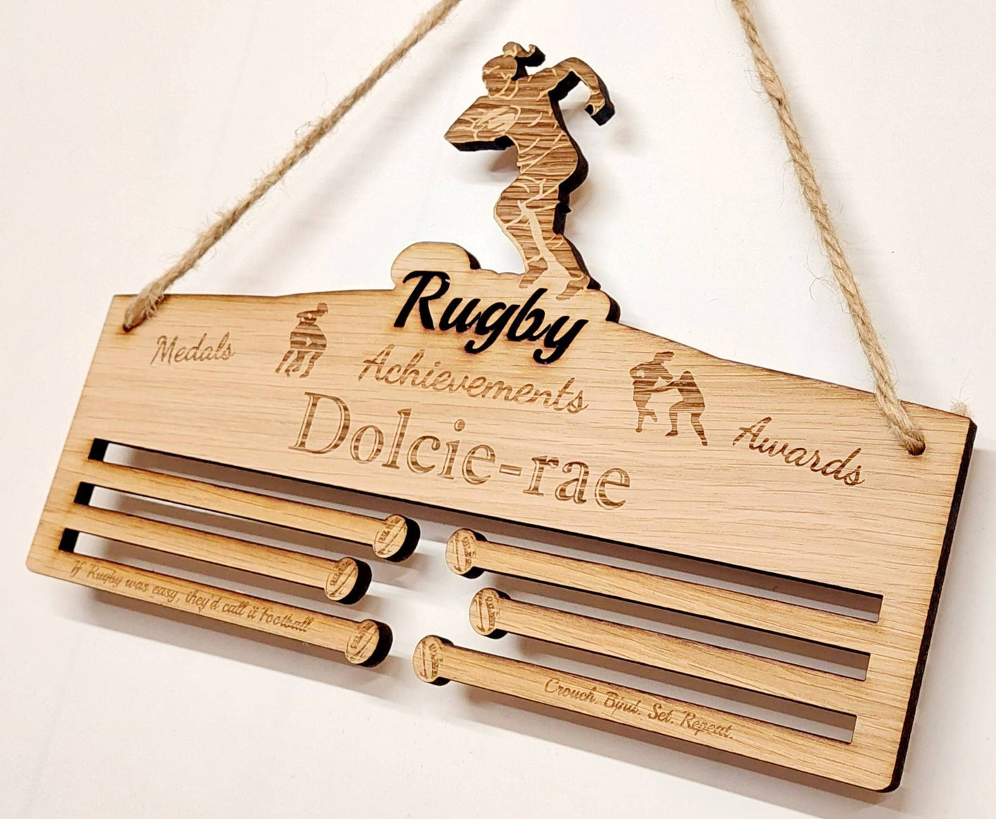 Women’s Rugby Medal Holder – Personalised Medal Display for Girls & Ladies
