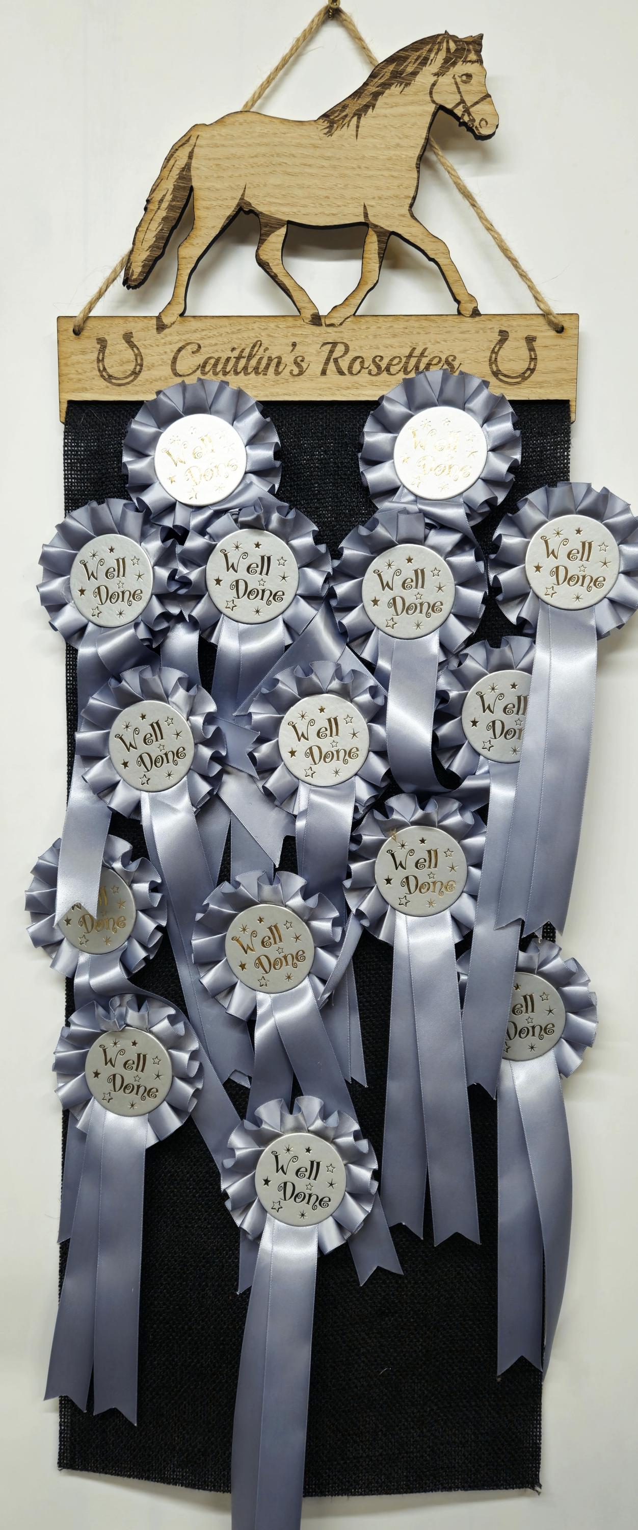 Rosette Holder Welsh Pony - Personalised 6mm Oak Veneer Horse Rosettes Hanging Gift