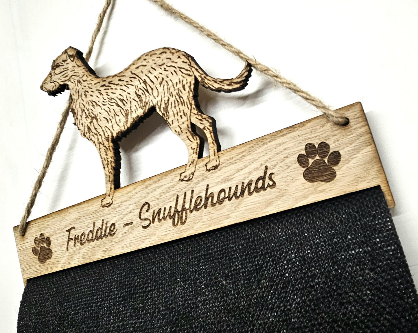 Rosette Holder Lurcher: Personalised 6mm Oak Veneer Dog Puppy Showing Gift