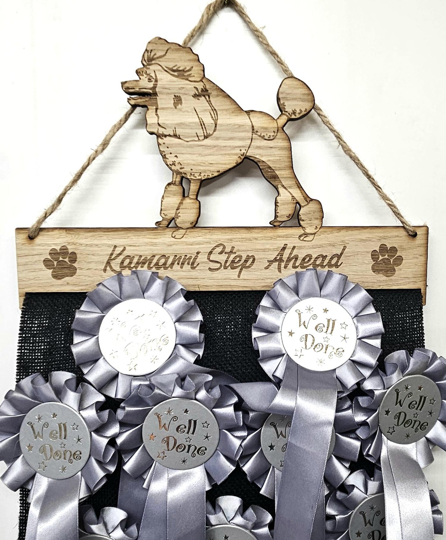 Rosette Holder Standard Poodle: 6mm Oak Veneer Dog Showing Award Hanger