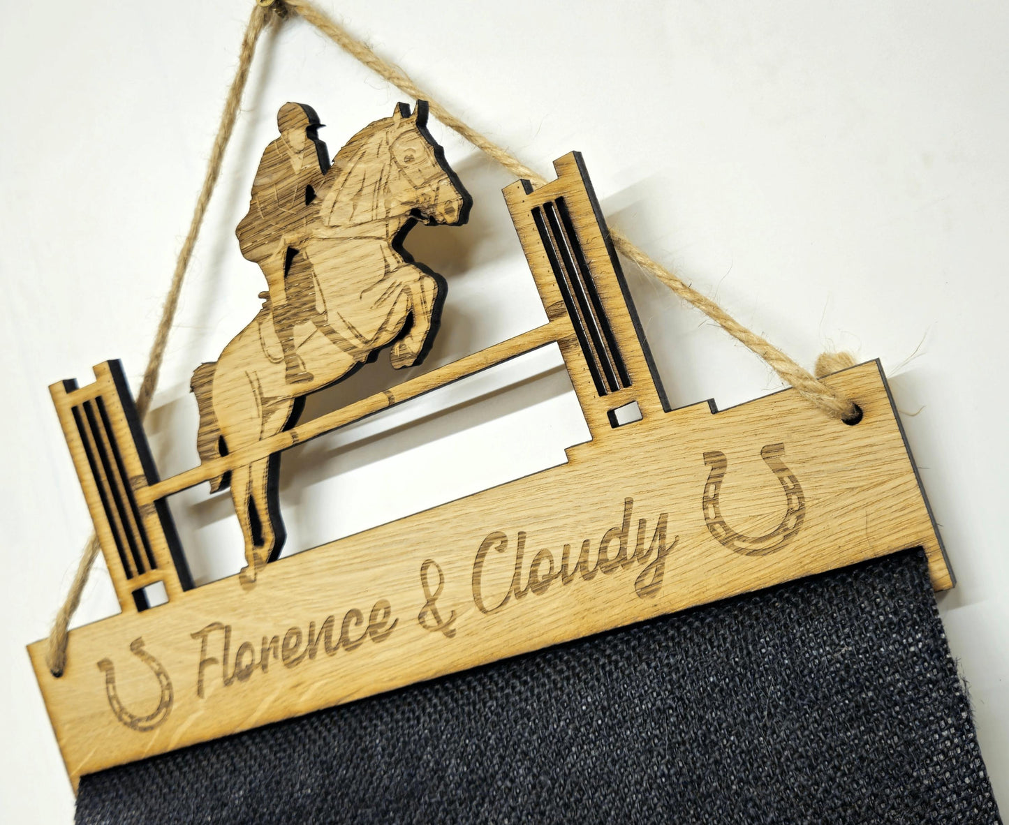 Showjumping Rosette Holder – Personalised Hanging Medal & Rosette Display Gift