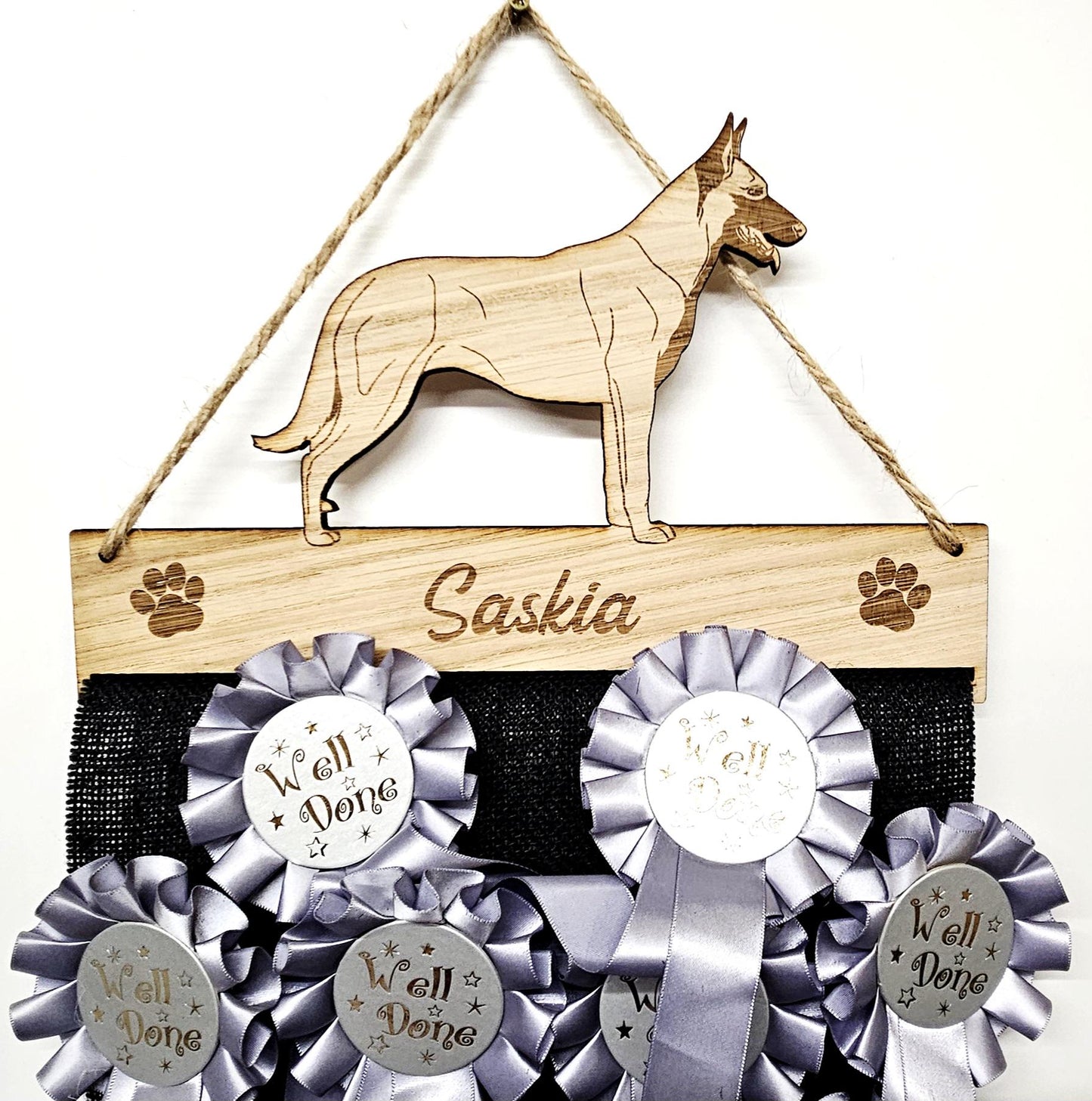 Belgian Malinois Rosette Holder – Personalised Dog & Puppy Medal Display