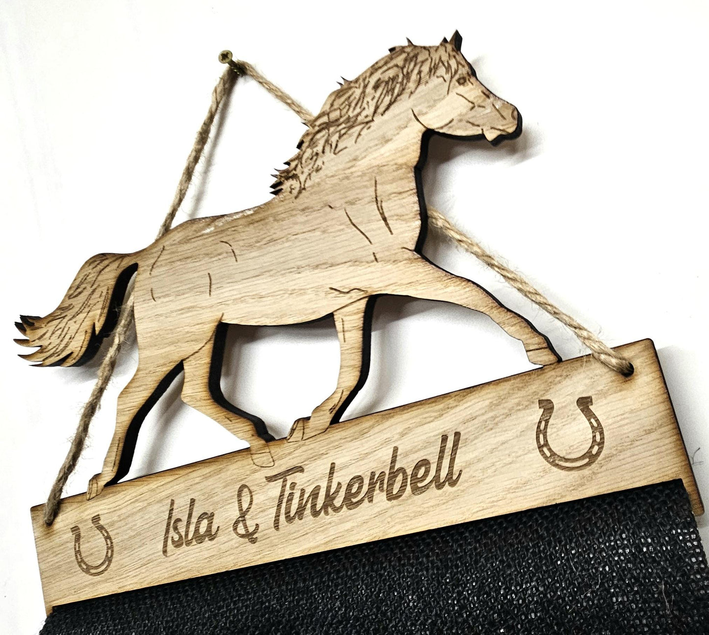 Rosette Holder Welsh Section D - Personalised 6mm Oak Veneer Horse Holder Hanger Gift