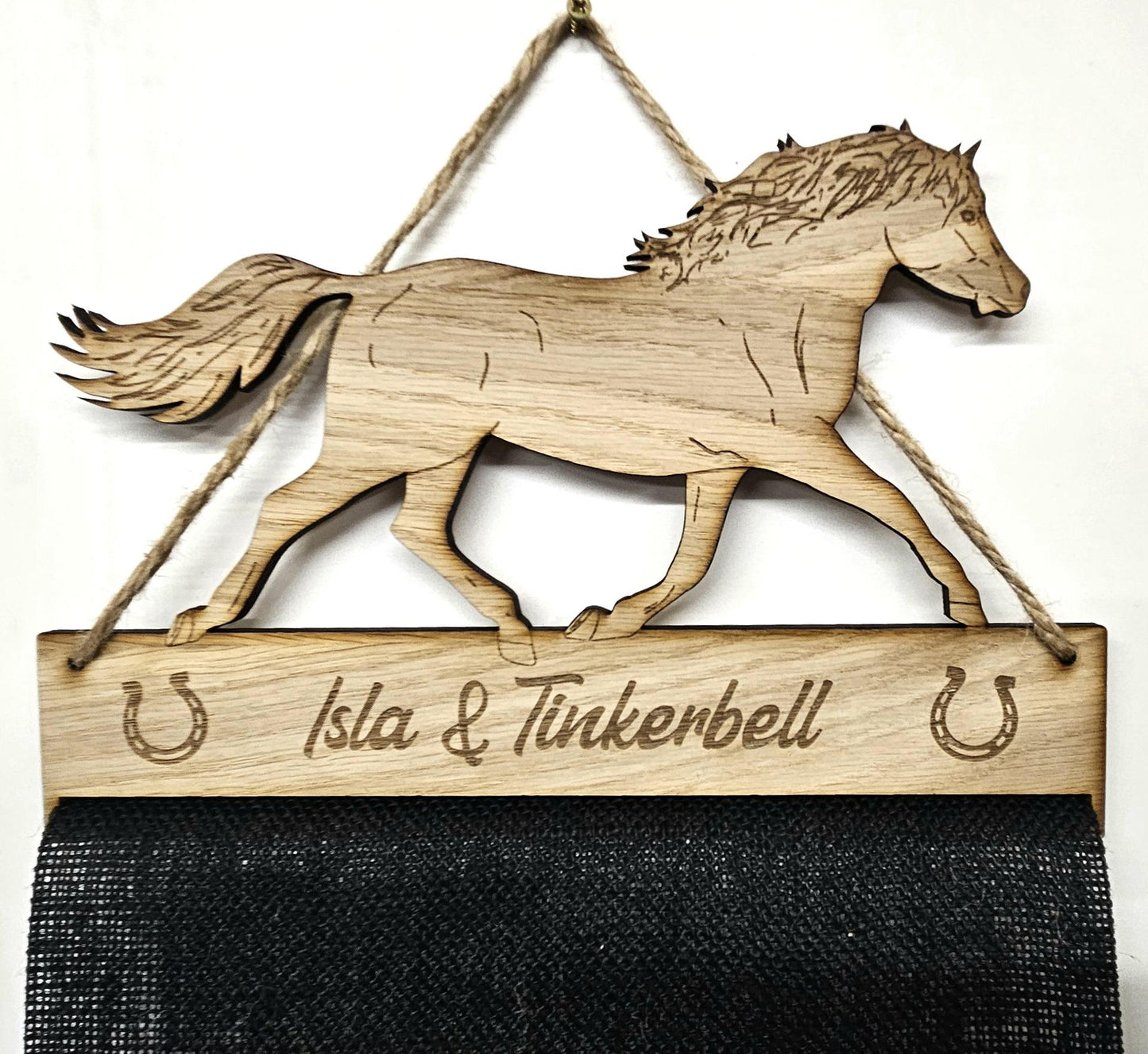 Rosette Holder Welsh Section D - Personalised 6mm Oak Veneer Horse Holder Hanger Gift